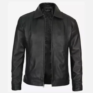 Fakhra Dodge black café racer leather jacket